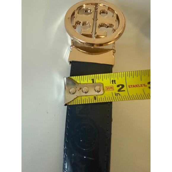 tory burch women classic monogram logo dark blue belt 1.5 Width 46/115 L / XL - Picture 8 of 13